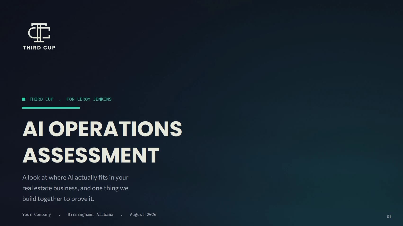 The cover of a Third Cup AI Operations Assessment deliverable
