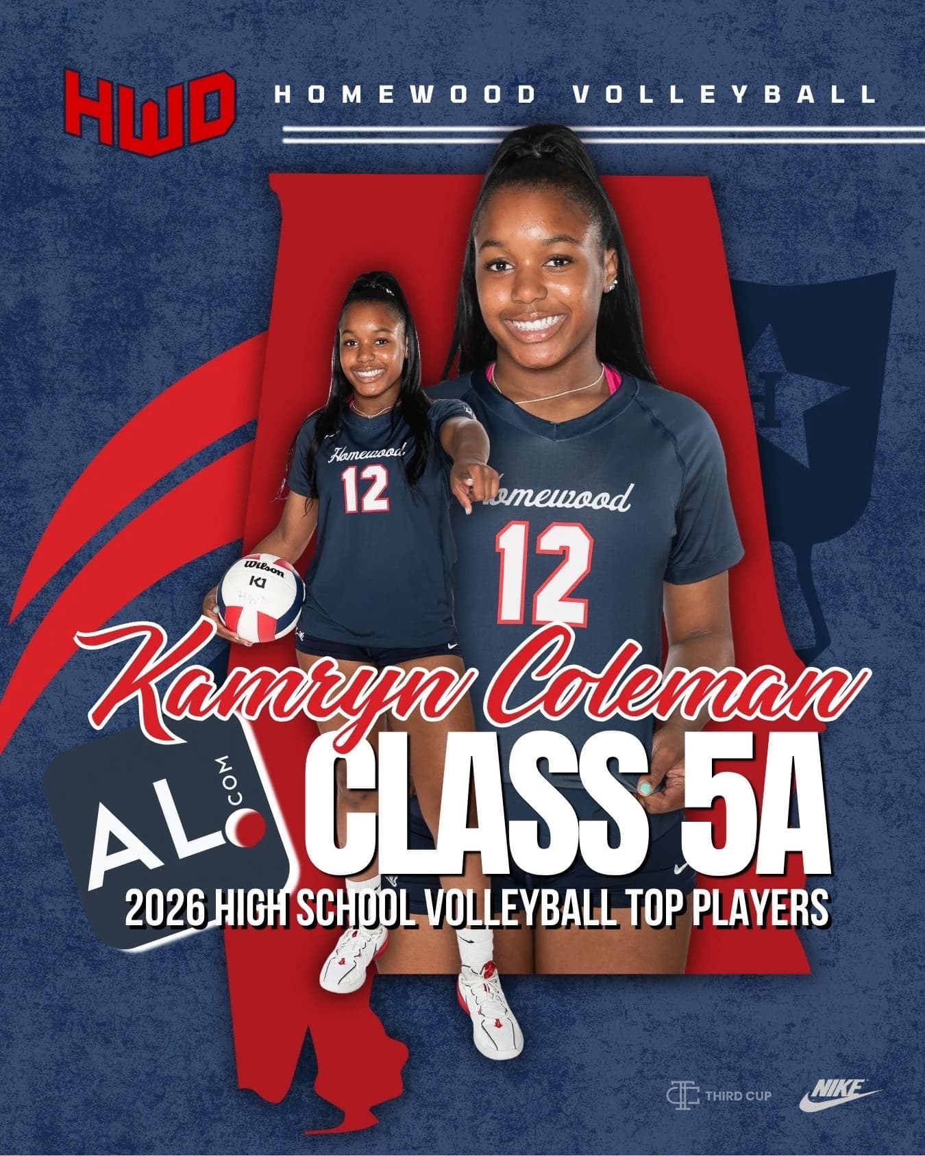 An athlete feature post created for Homewood Volleyball