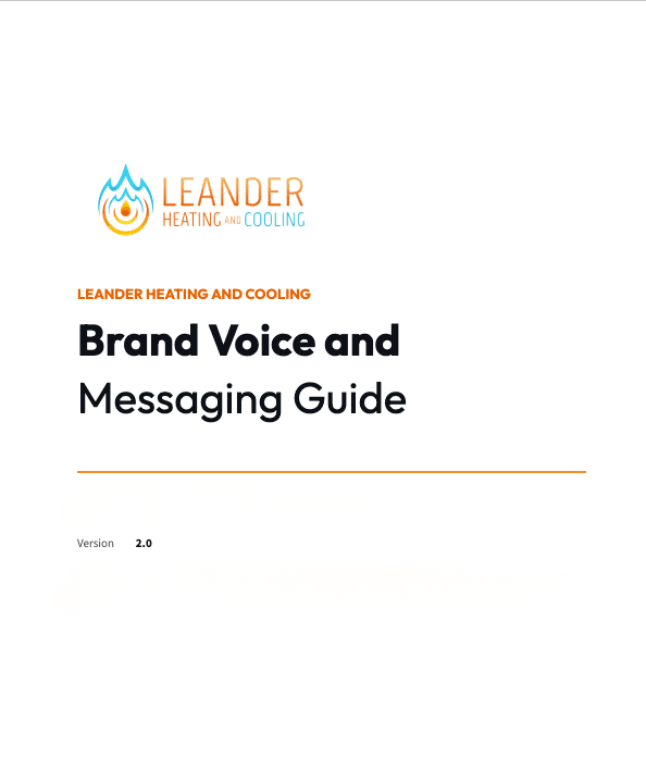 A brand voice and messaging guide built for Leander Heating & Cooling